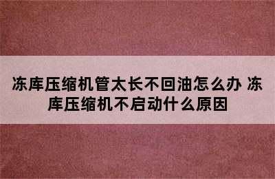 冻库压缩机管太长不回油怎么办 冻库压缩机不启动什么原因